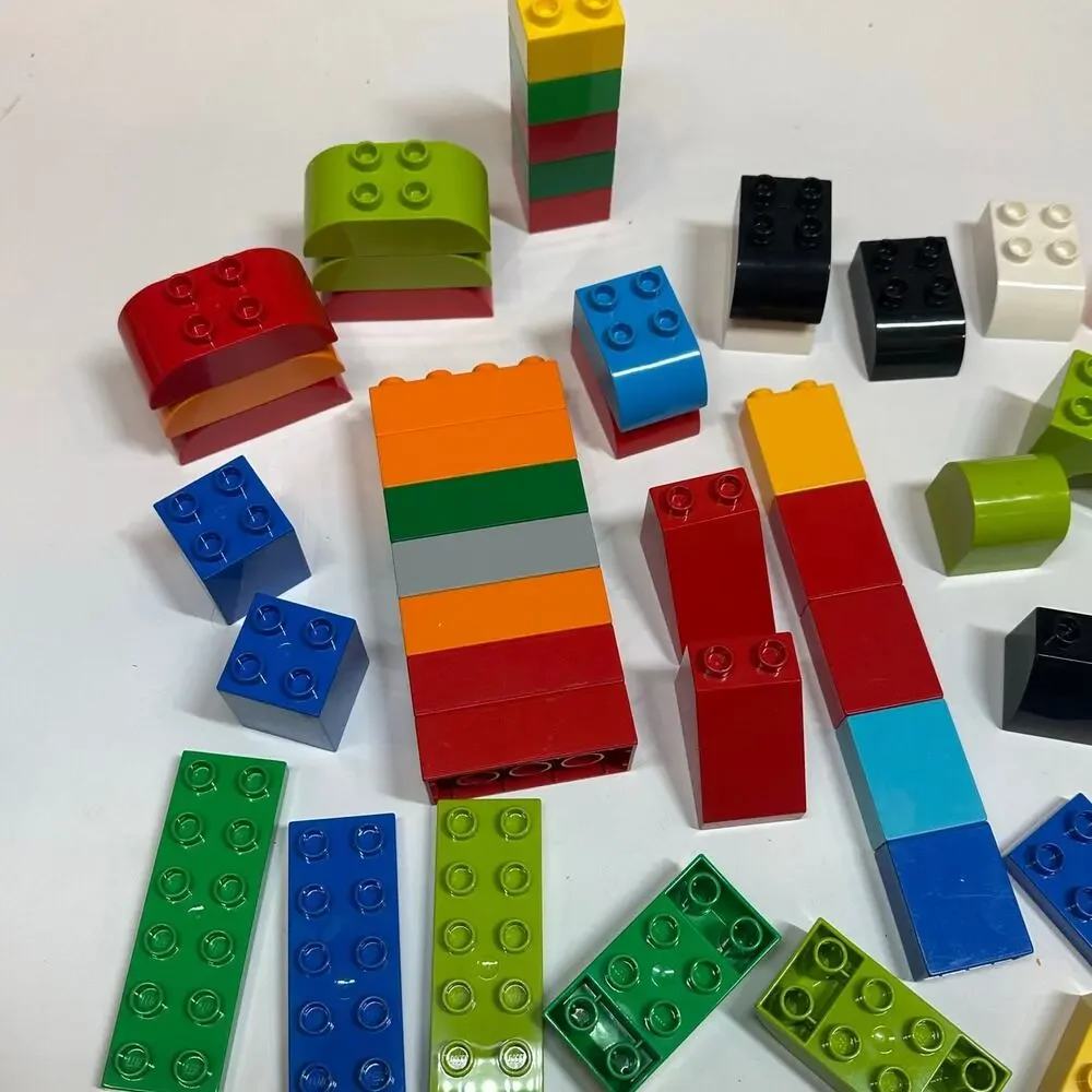 Duplo Lego Lot of 45+ Bricks Building Blocks Assorted Pieces Multicolor